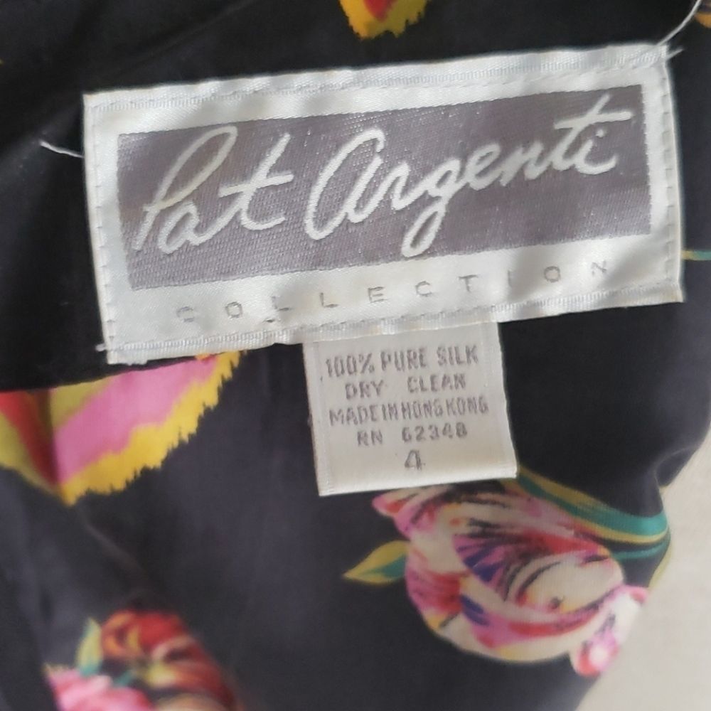 PAT ARGENTI Vintage 100% Silk Floral Dress Sz 4 - Picture 5 of 5